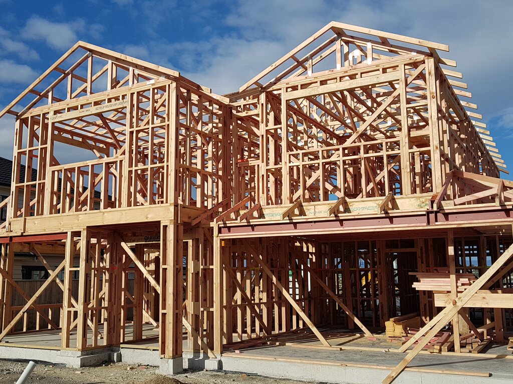 Timber-framed house under construction
